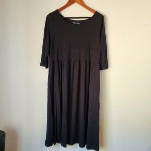 Soft Surroundings, Women's Midi Dress, Size L, Black, Classic, Minimalist, Cotto